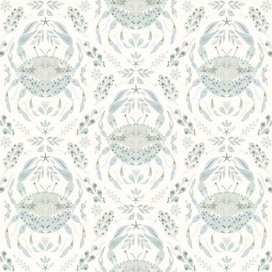 3120-13642 Annapolis Teal Crustacean Wallpaper