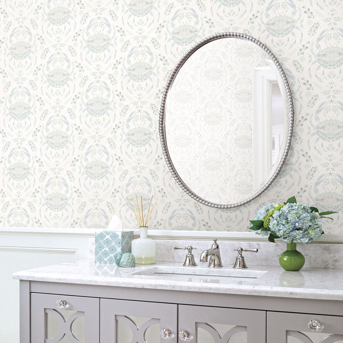 3120-13642 Annapolis Teal Crustacean Wallpaper