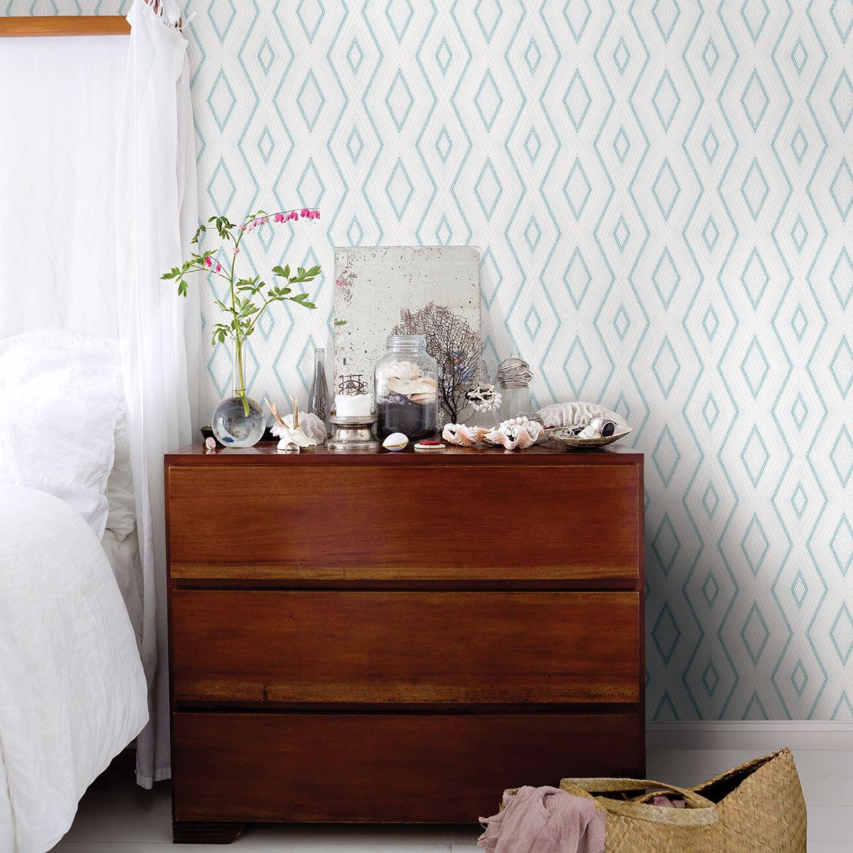 3120-13661 Santa Cruz Turquoise Geometric Wallpaper