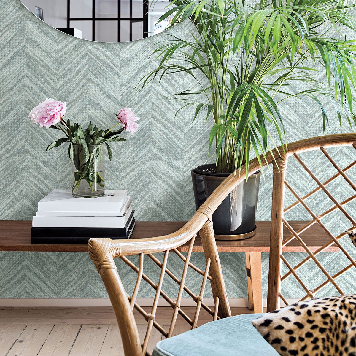 3120-13672 Caladesi Teal Faux Linen Wallpaper