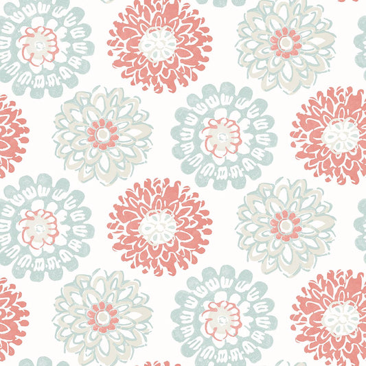 3120-13701 Sunkissed Coral Floral Wallpaper
