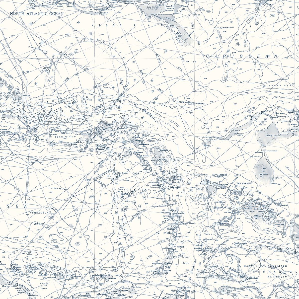 3120-16178 Charts Navy Map Wallpaper