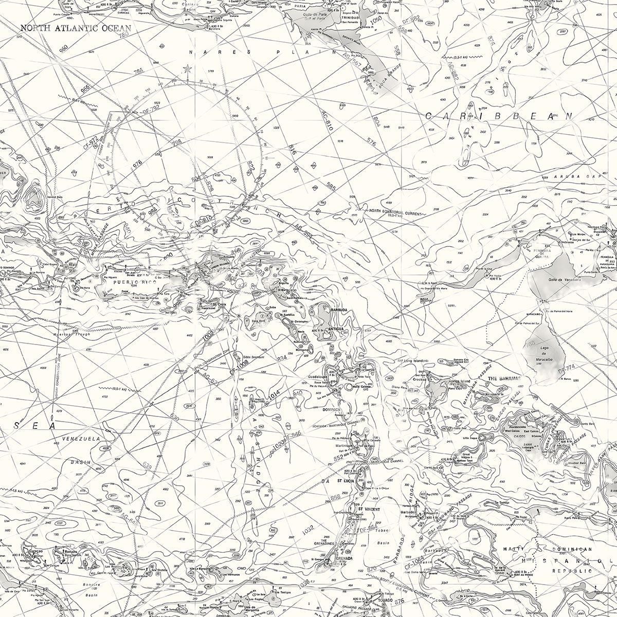 3120-16179 Charts Black Map Wallpaper