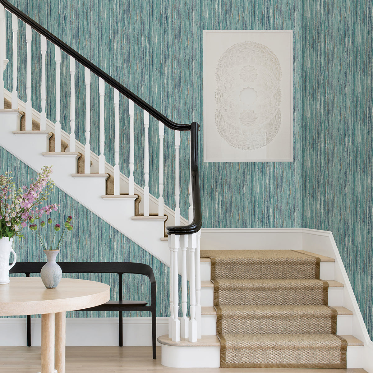 2971-86343 Justina Metallic Faux Grasscloth Vertical Strips Wallpaper