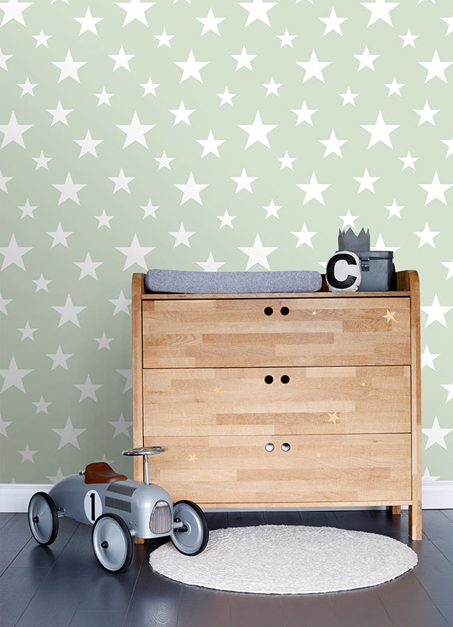 4060-128865 Amira Sage Stars Wallpaper
