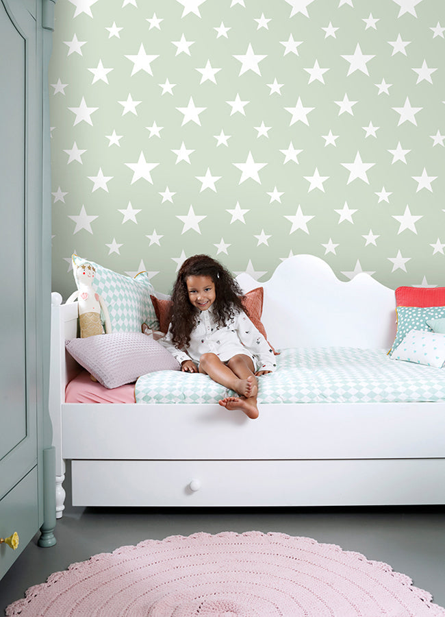 4060-128865 Amira Sage Stars Wallpaper