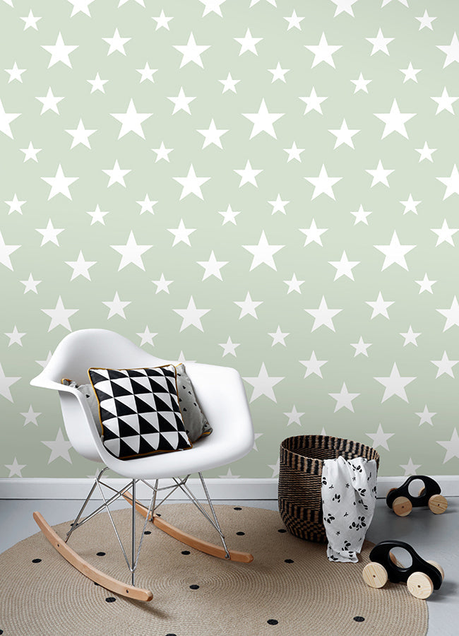 4060-128865 Amira Sage Stars Wallpaper