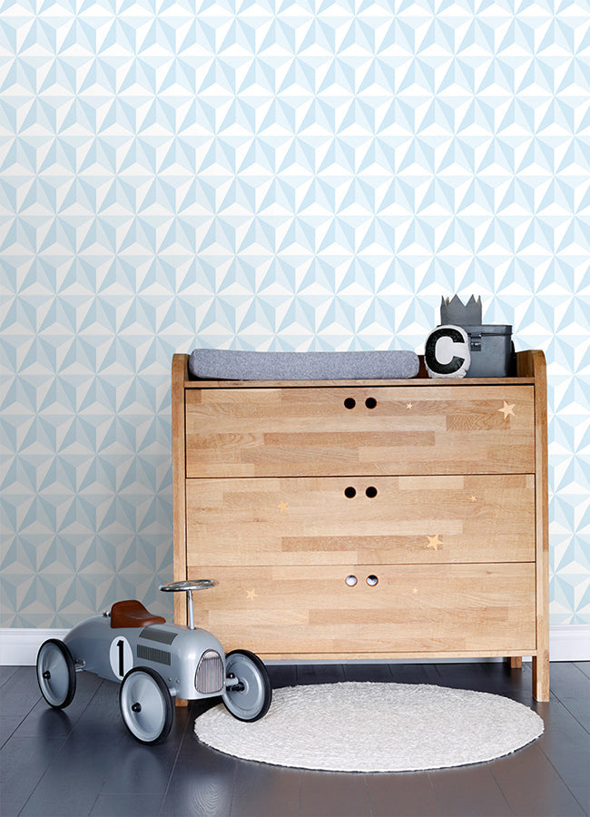 4060-138912 Adella Sky Blue Geometric Wallpaper