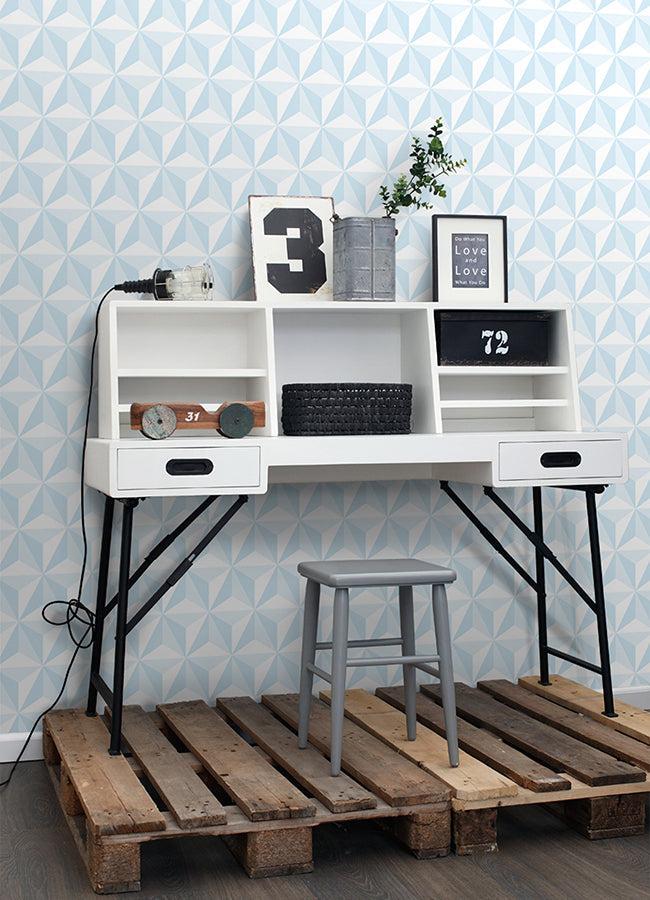 4060-138912 Adella Sky Blue Geometric Wallpaper