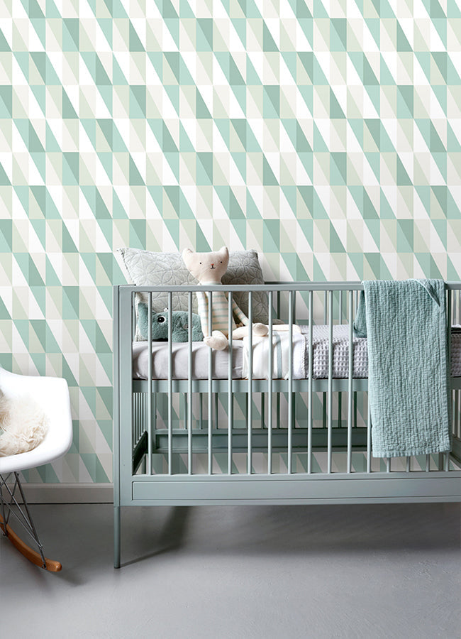 4060-138920 Inez Teal Geometric Wallpaper