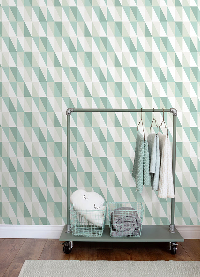 4060-138920 Inez Teal Geometric Wallpaper
