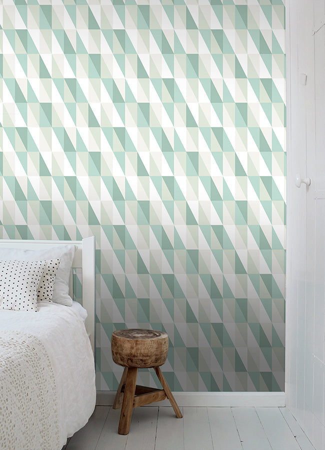 4060-138920 Inez Teal Geometric Wallpaper