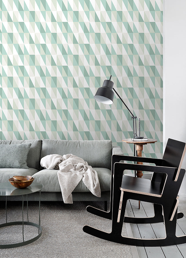 4060-138920 Inez Teal Geometric Wallpaper