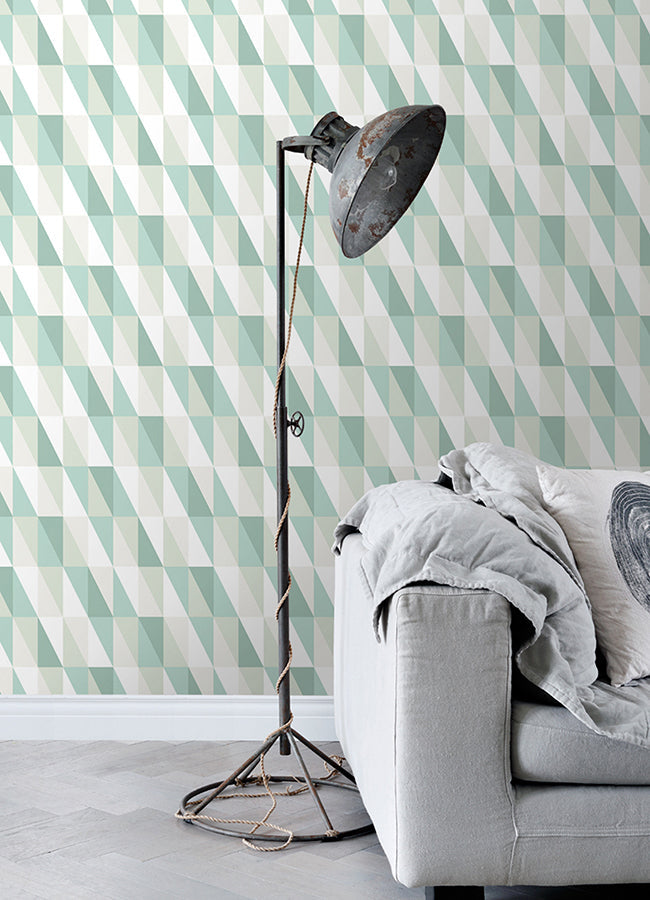 4060-138920 Inez Teal Geometric Wallpaper