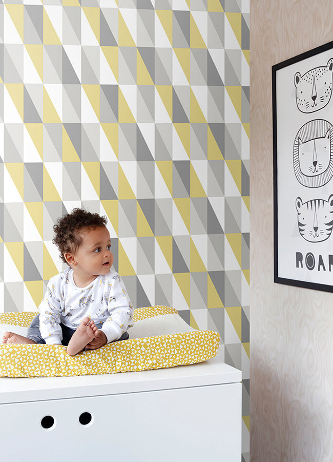 4060-138921 Inez Mustard Geometric Wallpaper