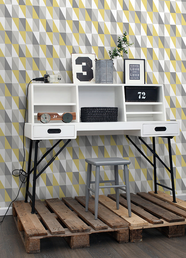 4060-138921 Inez Mustard Geometric Wallpaper