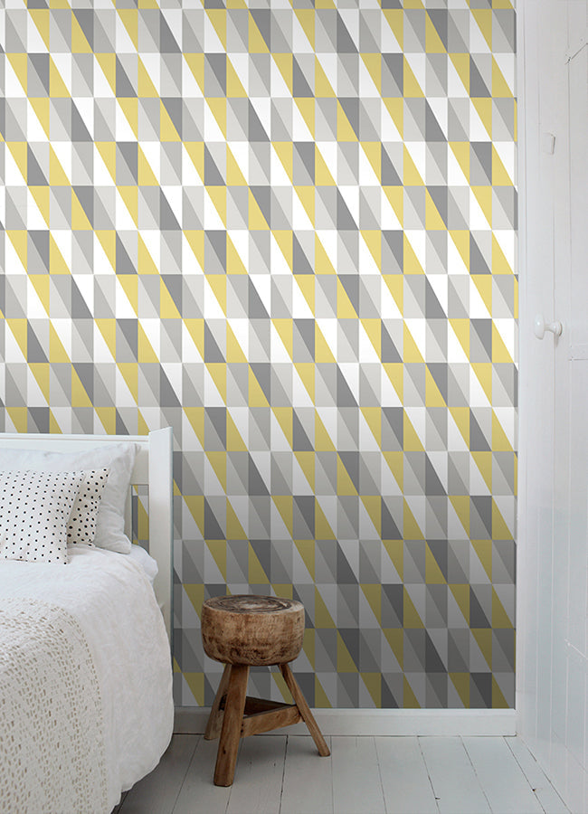 4060-138921 Inez Mustard Geometric Wallpaper