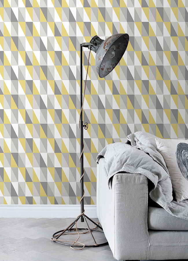 4060-138921 Inez Mustard Geometric Wallpaper