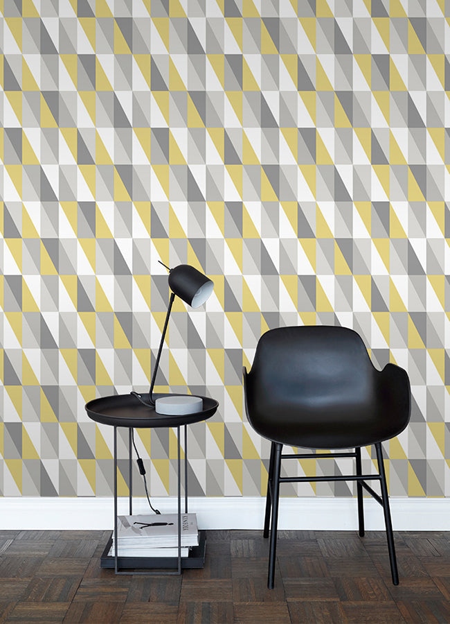 4060-138921 Inez Mustard Geometric Wallpaper