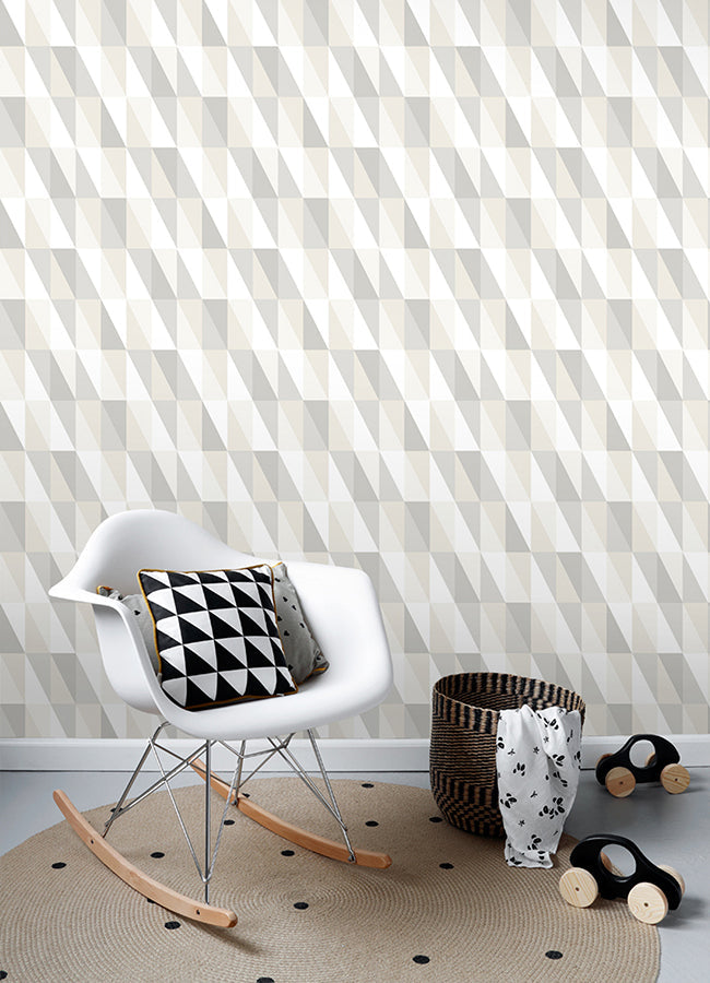 4060-138922 Inez Neutral Geometric Wallpaper
