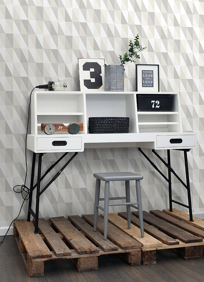 4060-138922 Inez Neutral Geometric Wallpaper