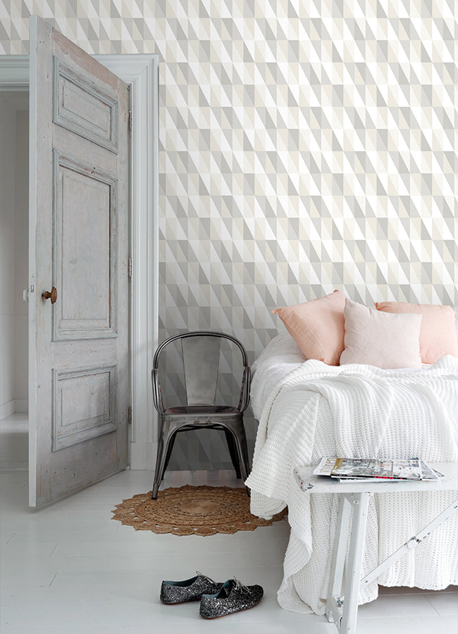 4060-138922 Inez Neutral Geometric Wallpaper