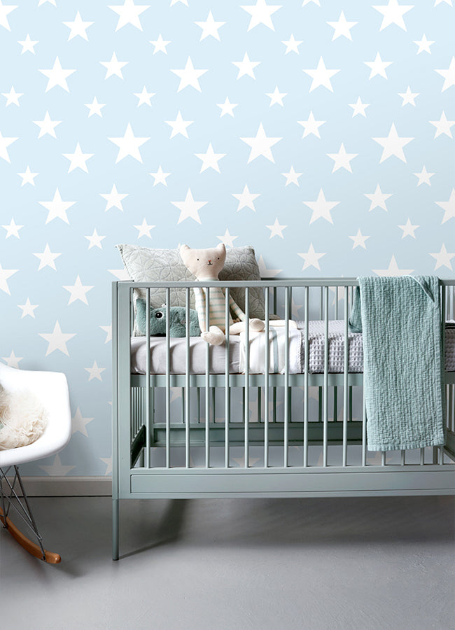4060-138932 Amira Sky Blue Stars Wallpaper