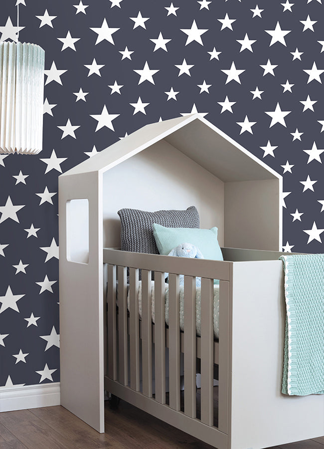 4060-138933 Amira Navy Stars Wallpaper