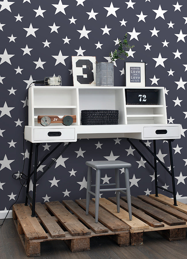 4060-138933 Amira Navy Stars Wallpaper