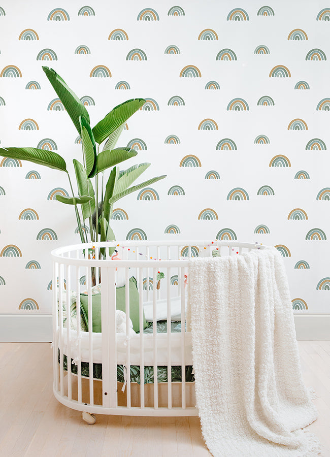 4060-139254 Joss Teal Rainbow Wallpaper