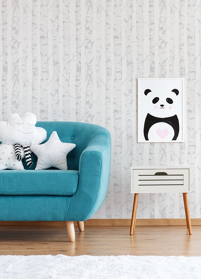 4060-138944 Birdie Grey Birch Wallpaper