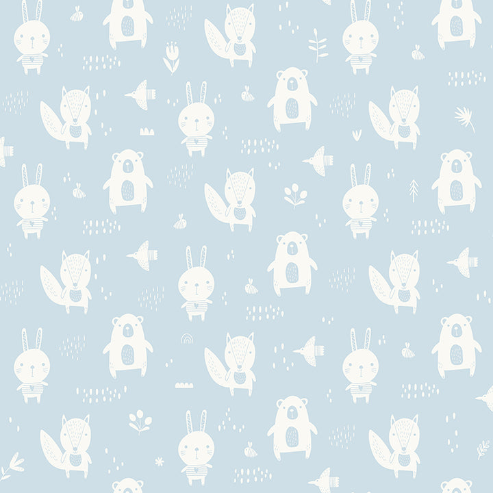 4060-91311 Bitsy Sky Blue Woodland Wallpaper