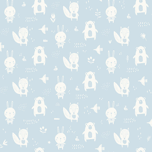 4060-91311 Bitsy Sky Blue Woodland Wallpaper