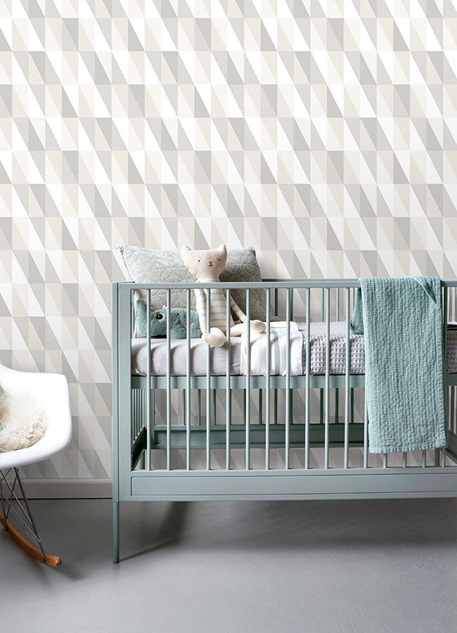 4060-138922 Inez Neutral Geometric Wallpaper