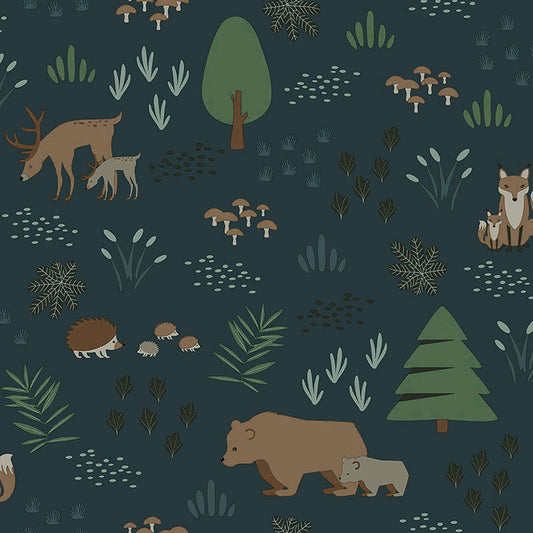 4060-139248 Finola Dark Blue Bears Wallpaper