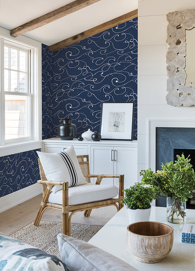 4071-71004 Kuroshio Navy Ocean Wave Wallpaper