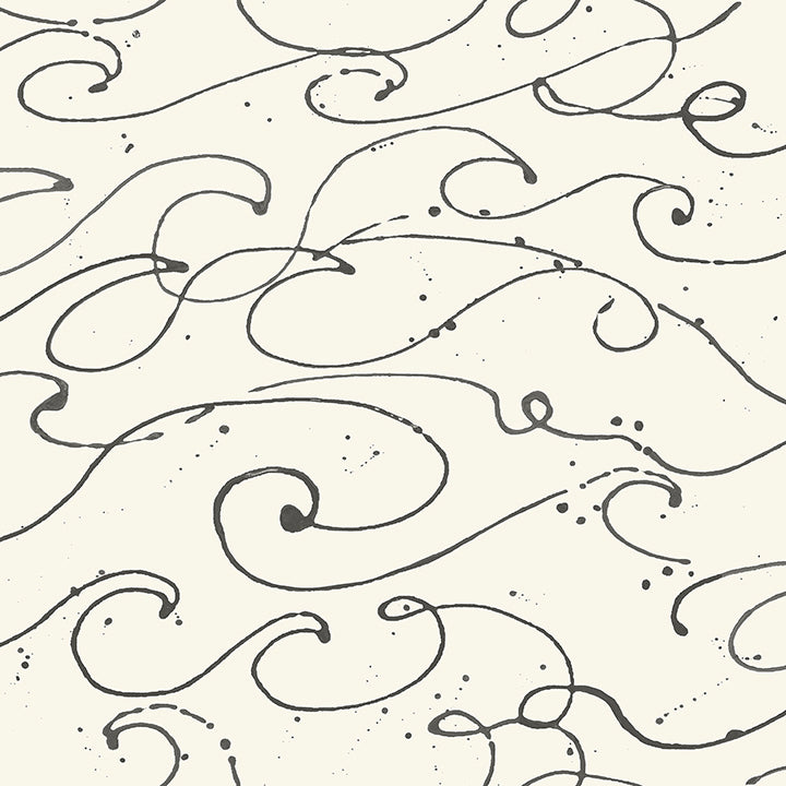 4071-71008 Kuroshio Charcoal Ocean Wave Wallpaper