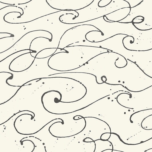 4071-71008 Kuroshio Charcoal Ocean Wave Wallpaper