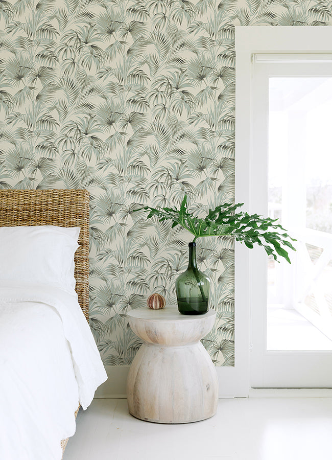 4071-71015 Manaus Aqua Palm Frond Wallpaper