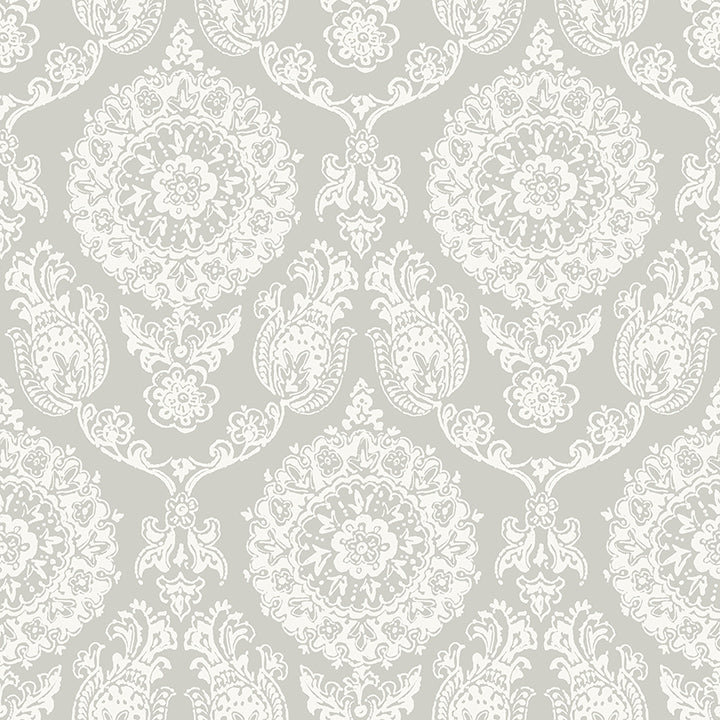 4071-71020 Helm Damask Taupe Floral Medallion Wallpaper