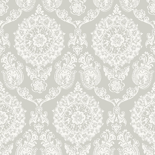 4071-71020 Helm Damask Taupe Floral Medallion Wallpaper