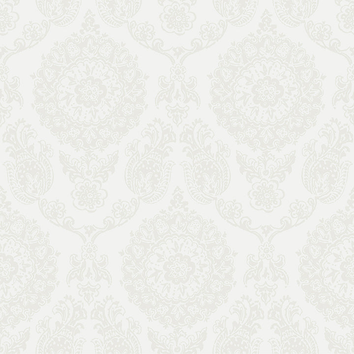 4071-71021 Helm Damask White Floral Medallion Wallpaper