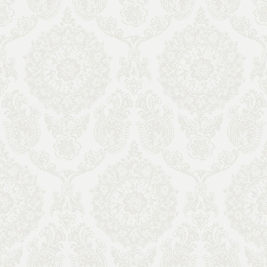 4071-71021 Helm Damask White Floral Medallion Wallpaper