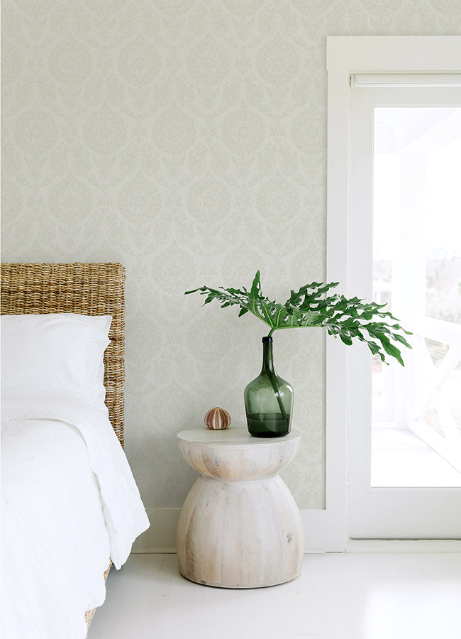 4071-71021 Helm Damask White Floral Medallion Wallpaper