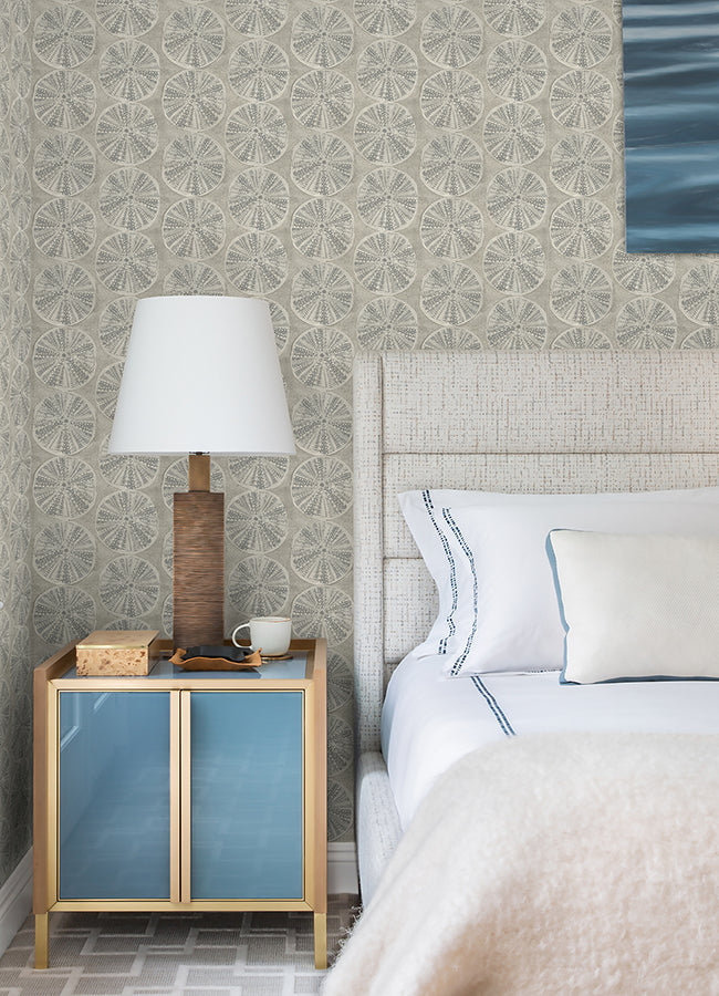 4071-71024 Sea Biscuit Grey Sand Dollar Wallpaper