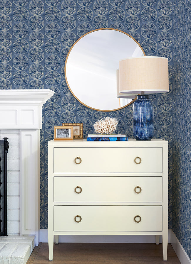 4071-71025 Sea Biscuit Blue Sand Dollar Wallpaper