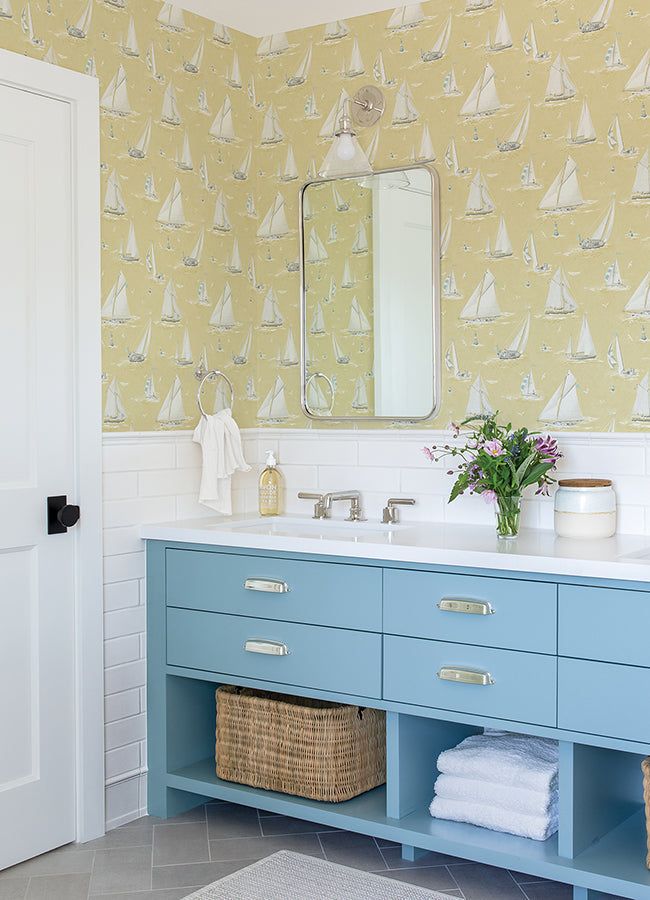 4071-71033 Leeward Yellow Sailboat Wallpaper