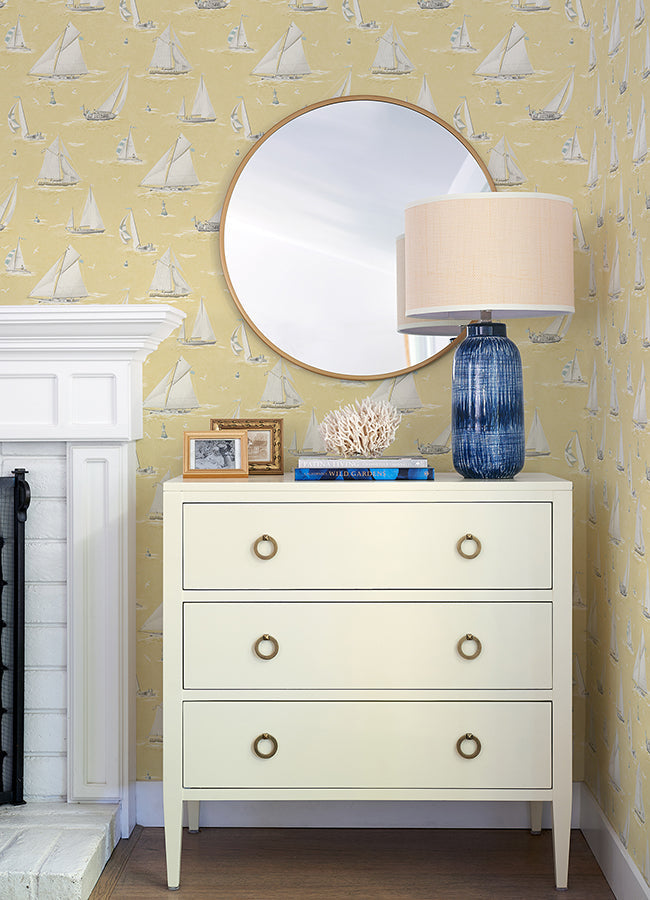 4071-71033 Leeward Yellow Sailboat Wallpaper