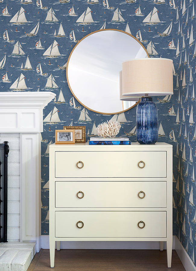 4071-71035 Leeward Navy Sailboat Wallpaper