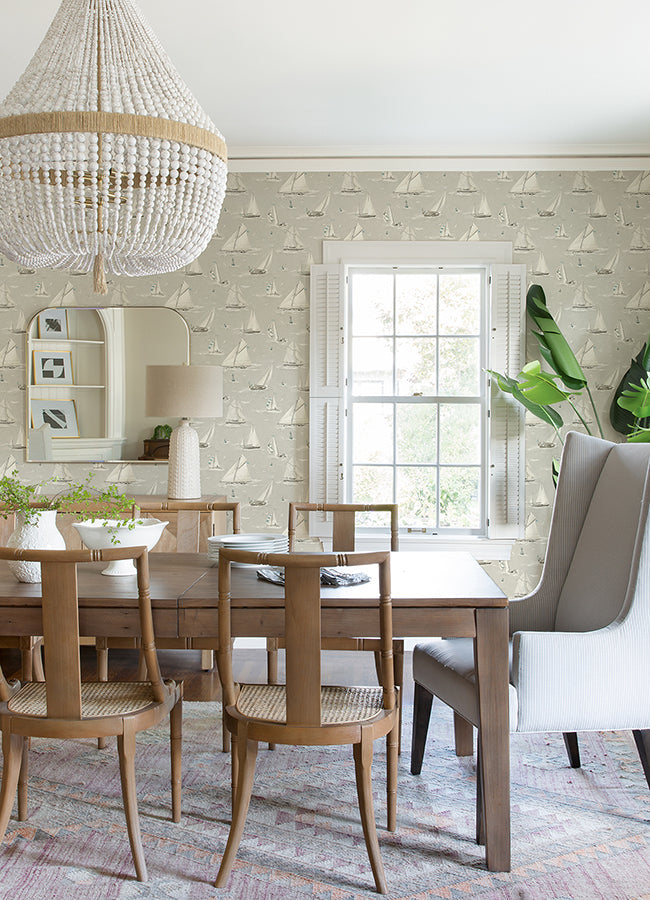 4071-71036 Leeward Light Grey Sailboat Wallpaper